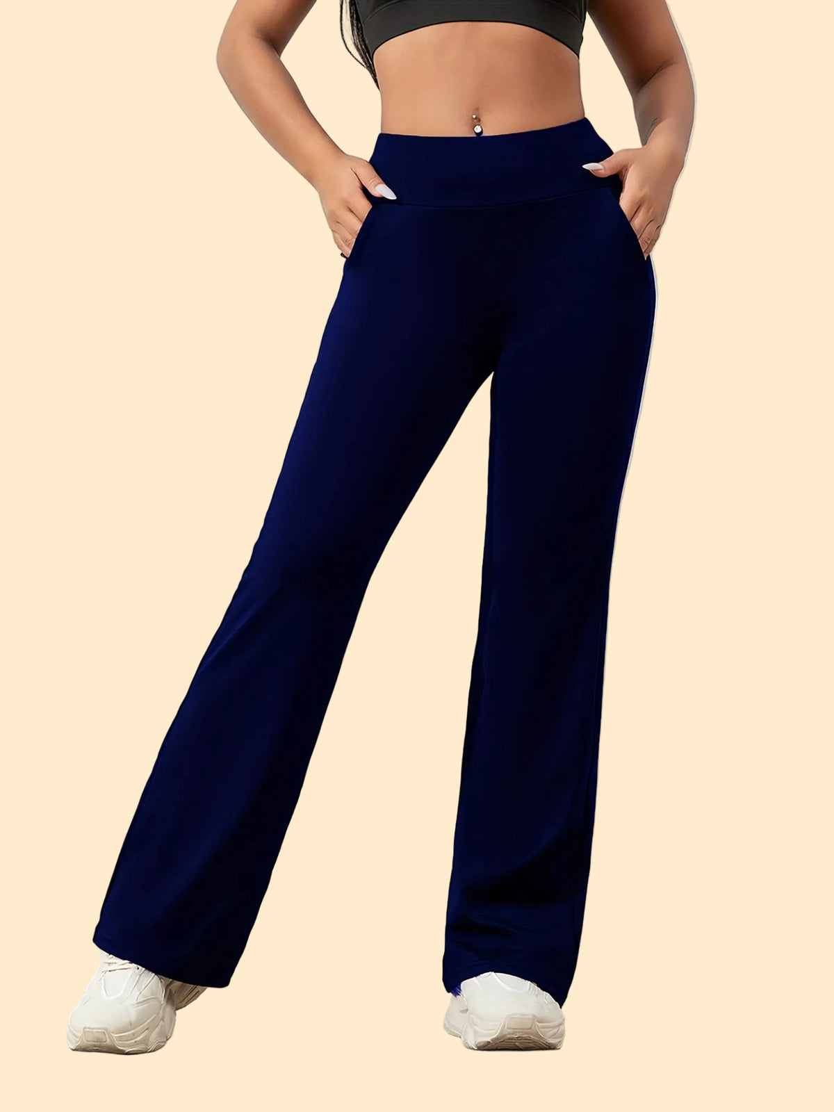 Comfy Stretch High-Waisted Flared Pants