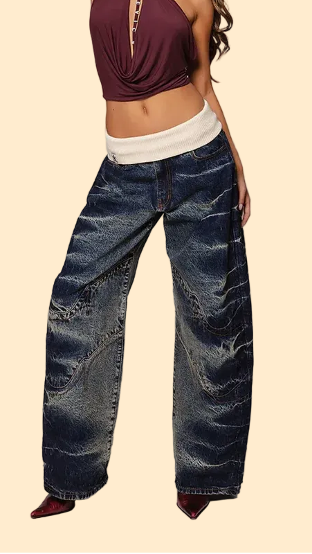 Tide Fade Fold-Over Jeans
