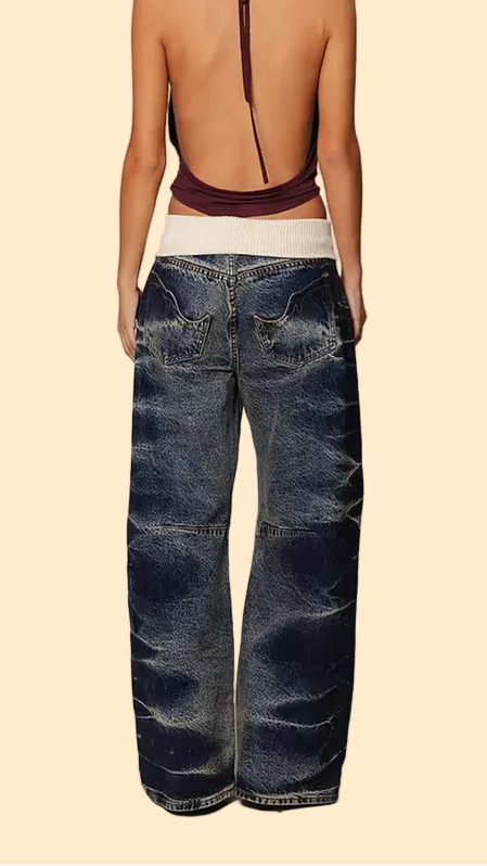Tide Fade Fold-Over Jeans