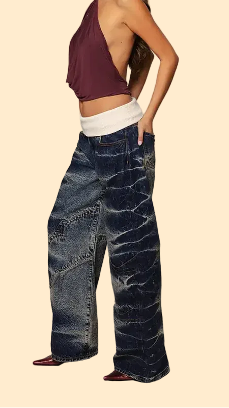 Tide Fade Fold-Over Jeans
