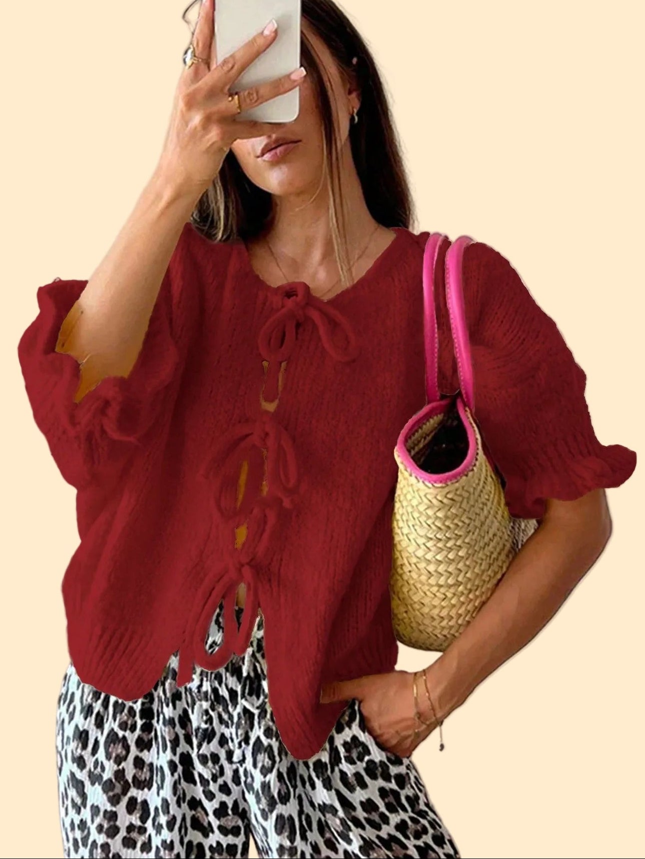 Knitted Top with Playful Tie Closure