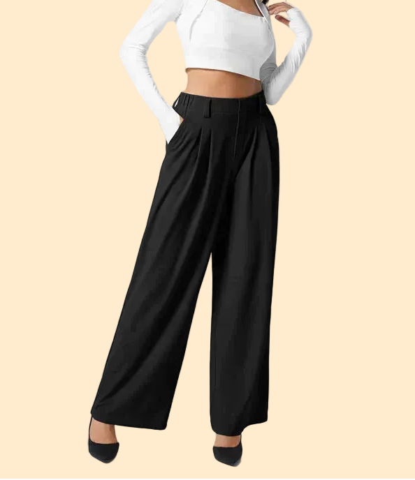 Plissé Wide-Leg Trousers