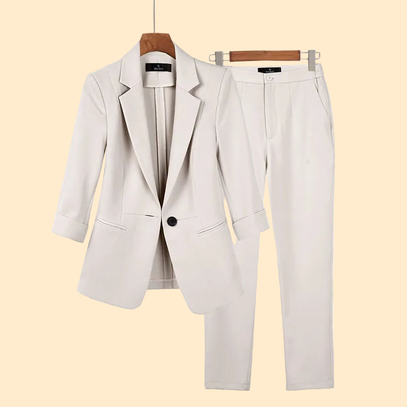 Chic Elegant Ladies Blazer Set with Trousers