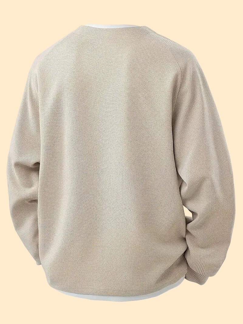 Heren Longsleeve 2-in-1 layered look met waffle knit