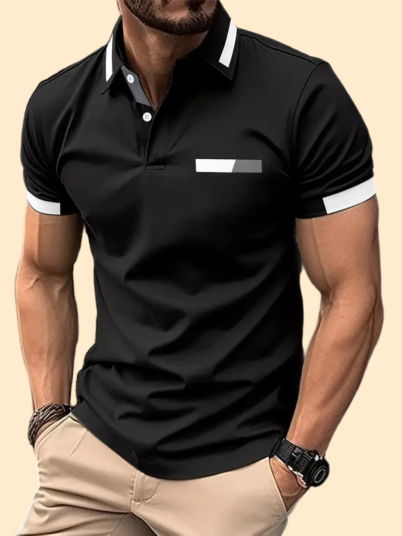 Color Block Sporty Lapel Shirt