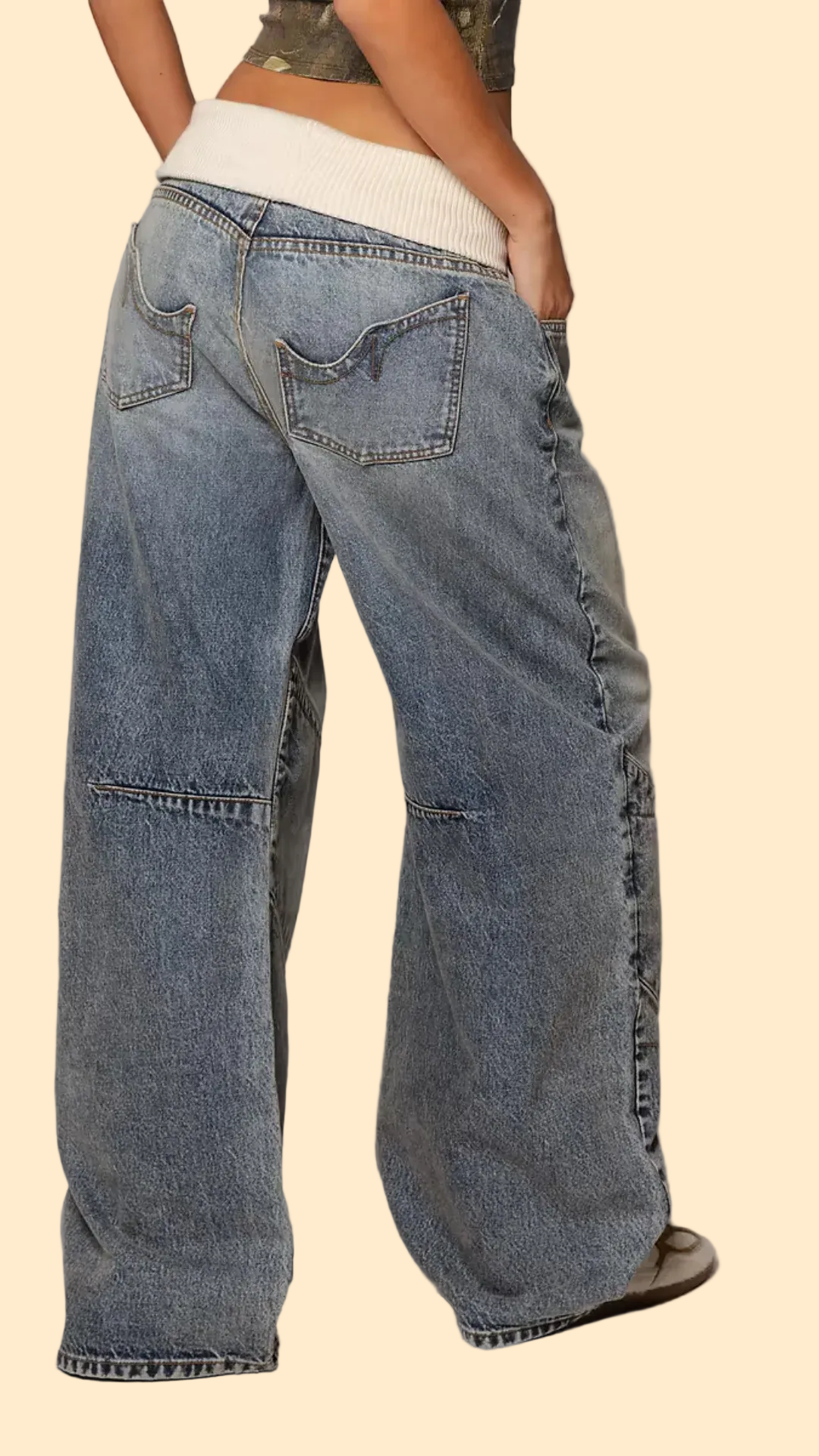 Vintage Blue Fold-Over Jeans