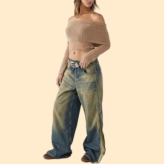 Gebreide Off-Shoulder Trui