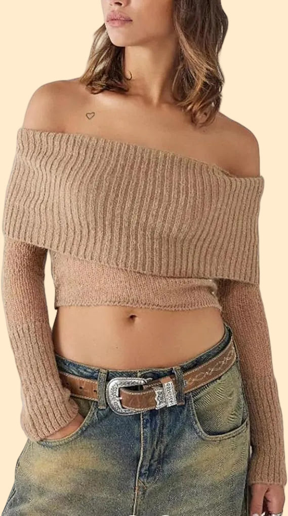 Gebreide Off-Shoulder Trui