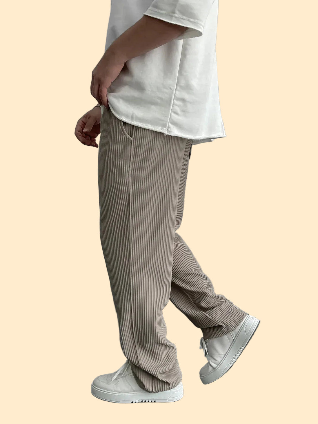 Heren Corduroy Broek - Relaxed fit met ribstructuur