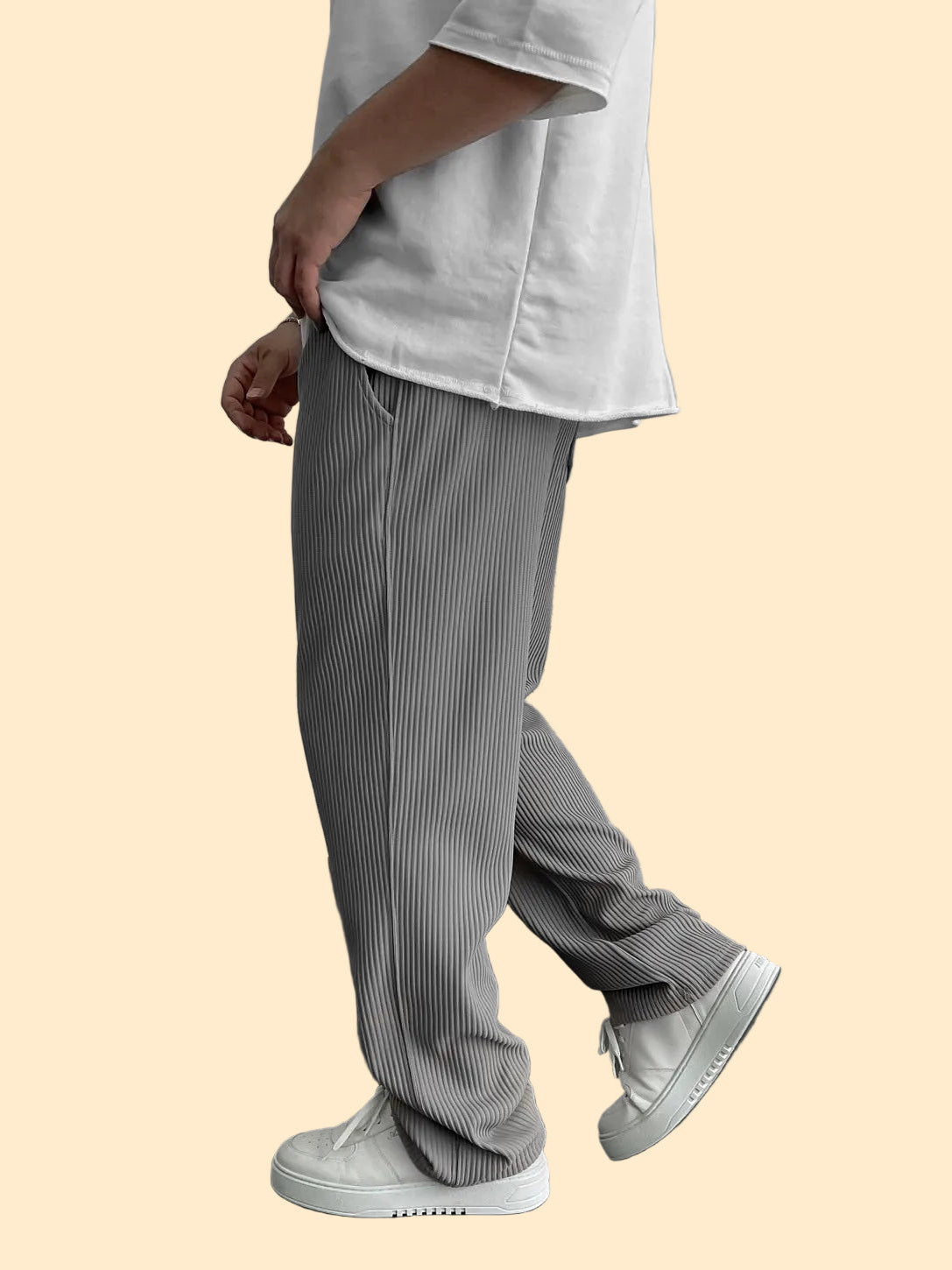 Heren Corduroy Broek - Relaxed fit met ribstructuur