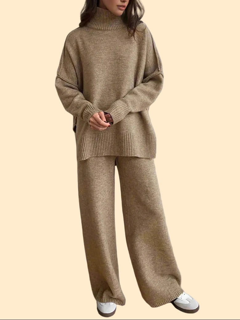 Elegante vrouwen set met zachte gebreide afwerking
