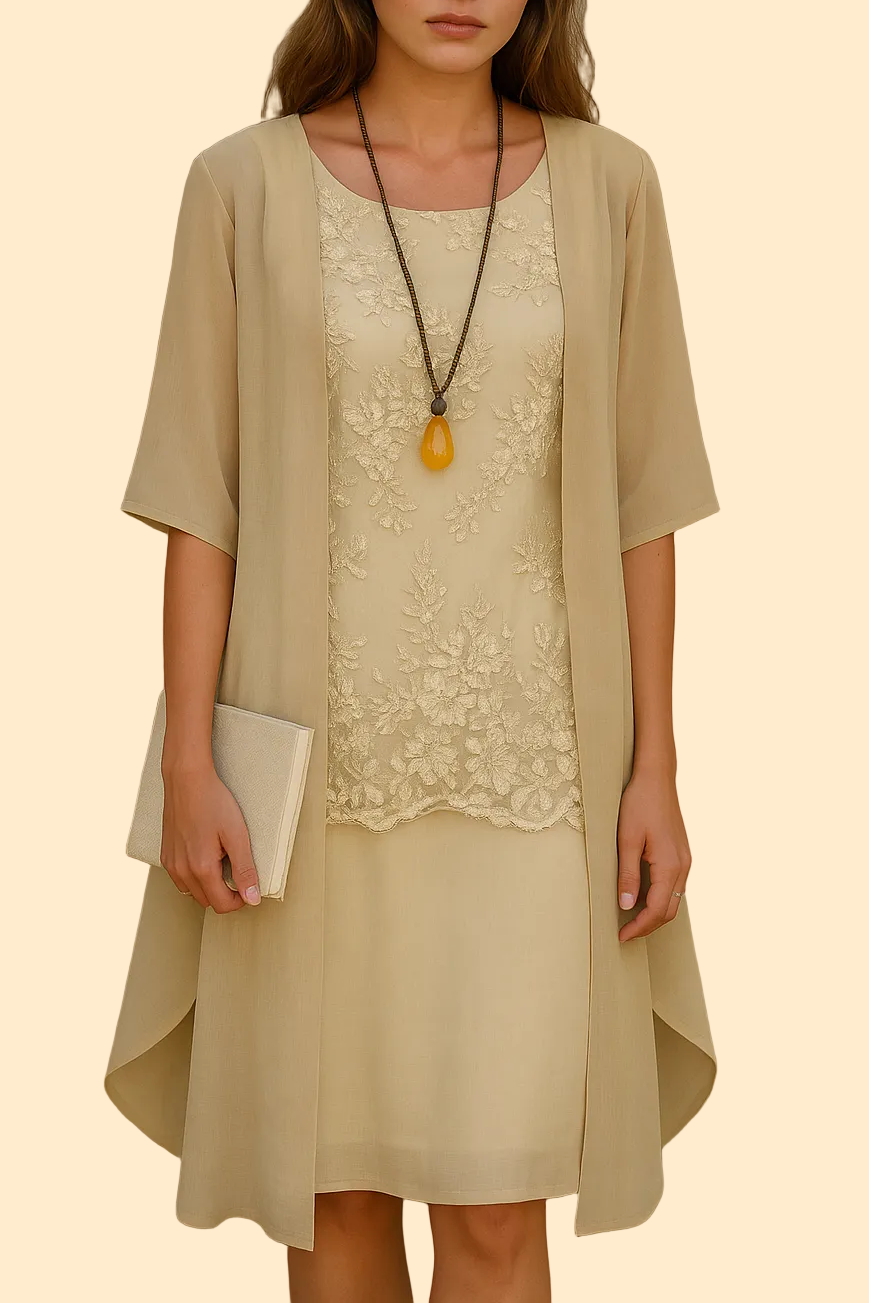 Chic Lace and Chiffon Layer Set