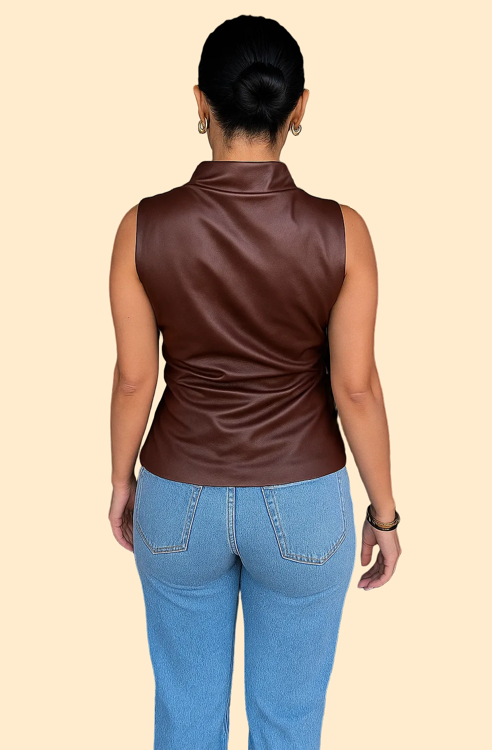 Red of Black Vegan leren Top