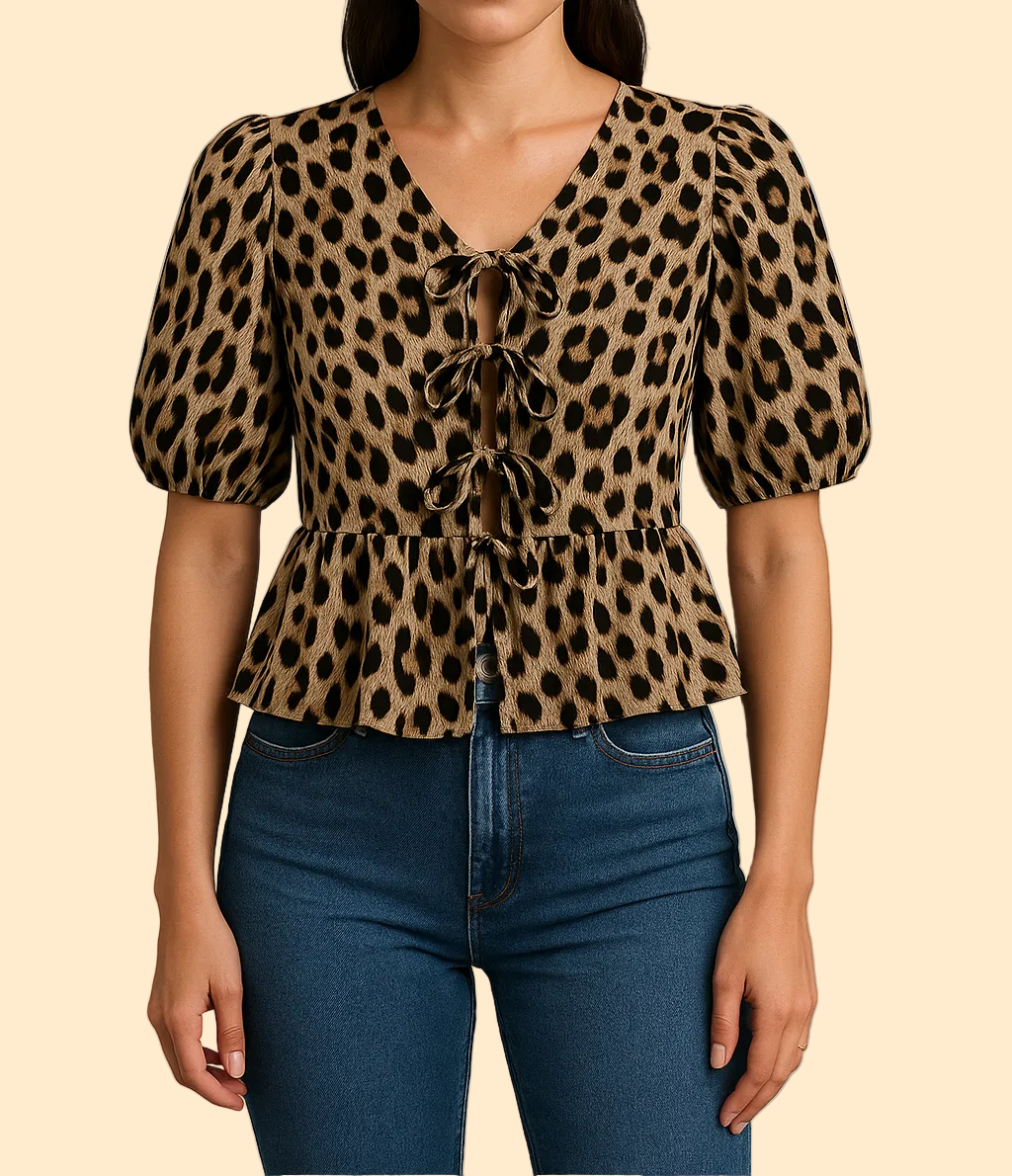 Pofmouwen Top met Strikdetail voor Dames