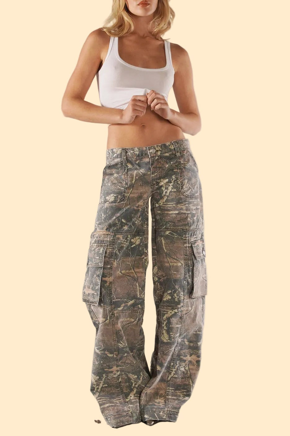 Utility Cargo Pants with Camo Print