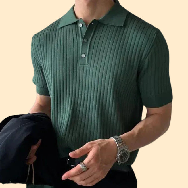 Textured Knit Lapel Polo