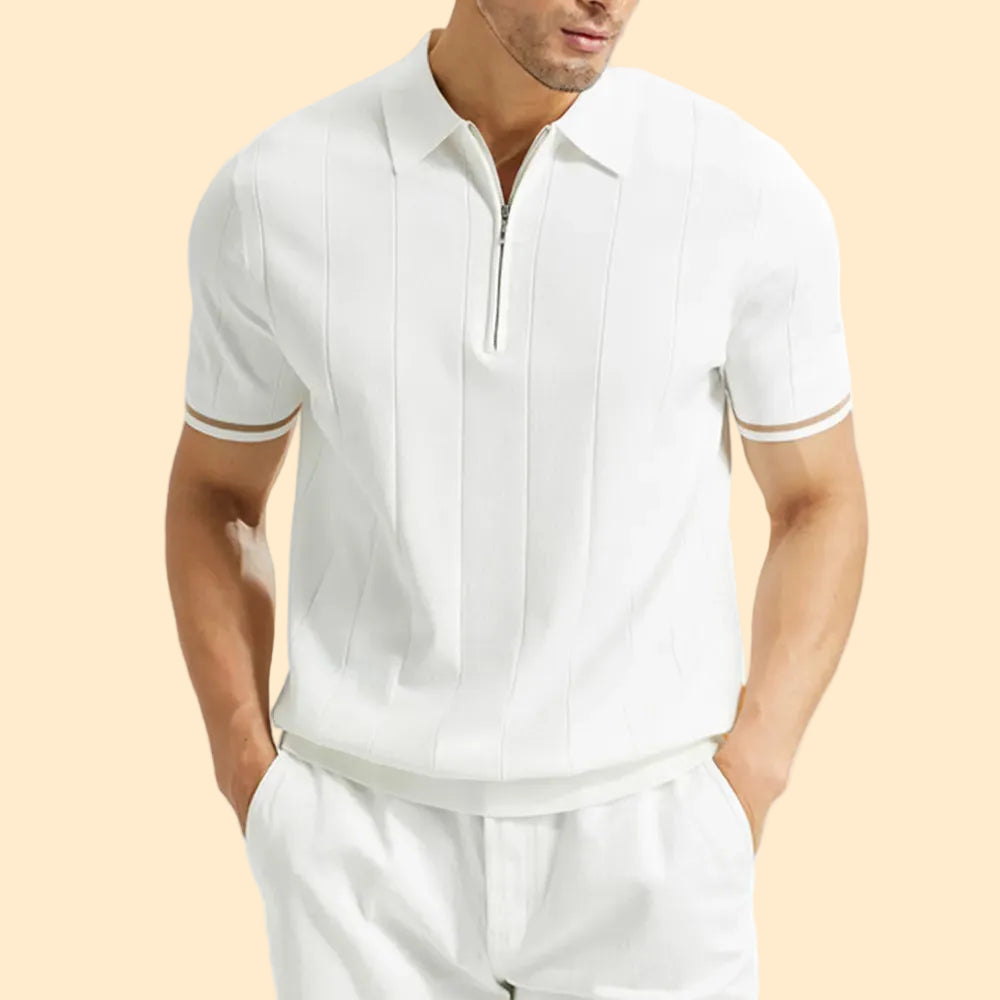Classic Textured Striped Polo