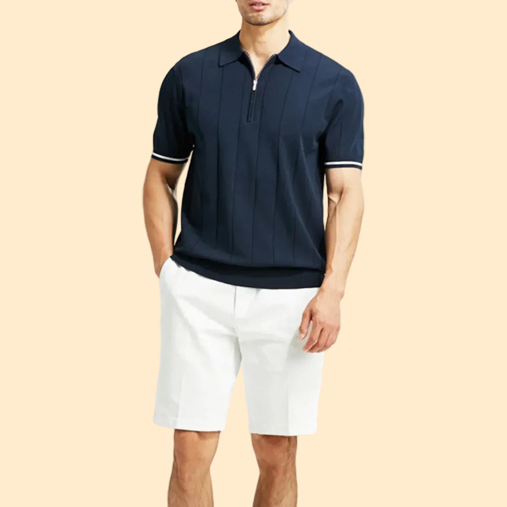 Classic Textured Striped Polo