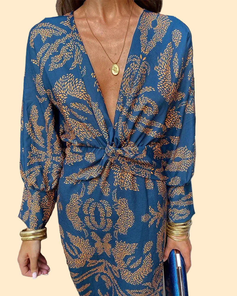 Elegant Women's Midi Dress with Print