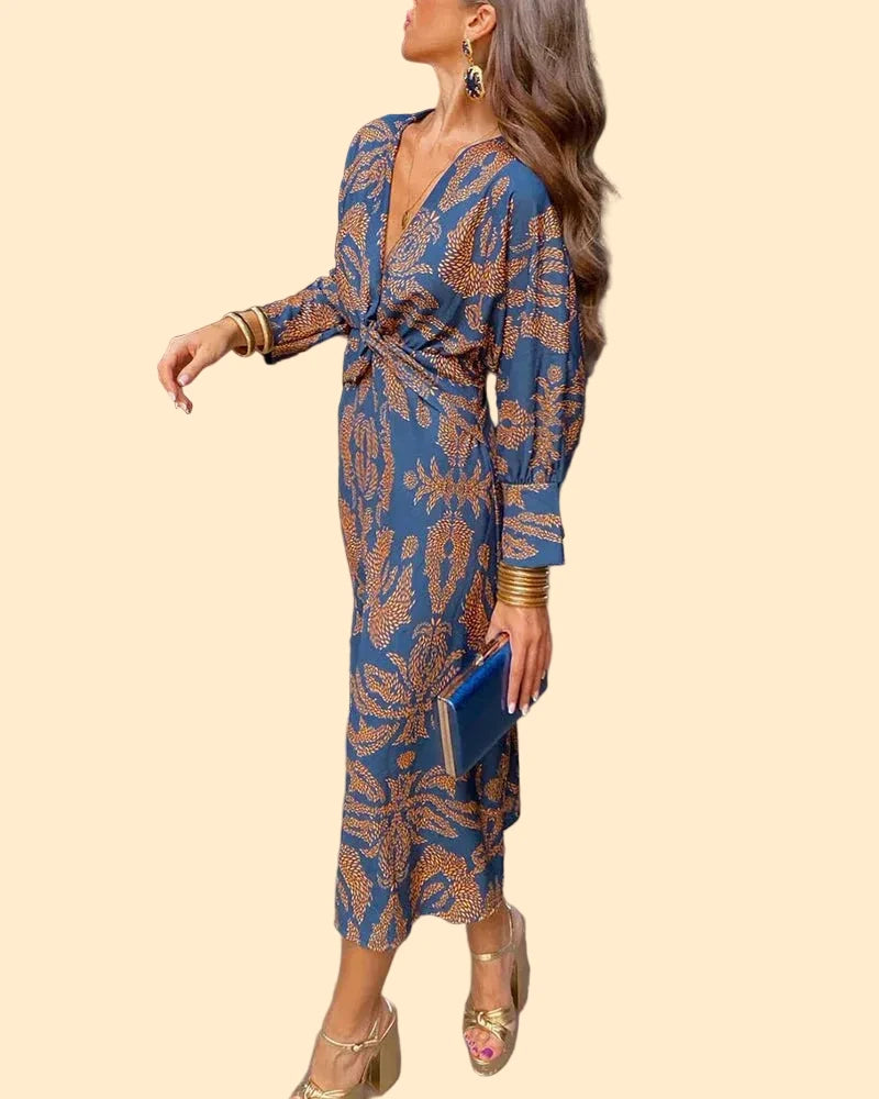 Elegant Women's Midi Dress with Print