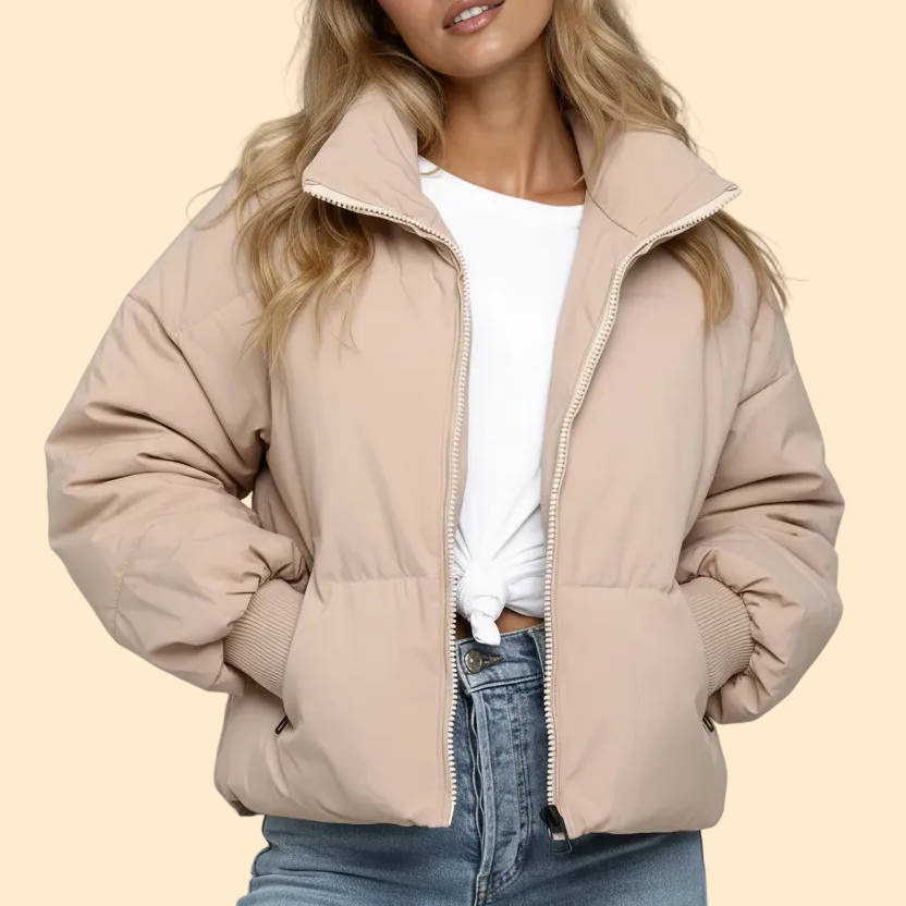 Women's Quilted Puffer Jacket with Zip