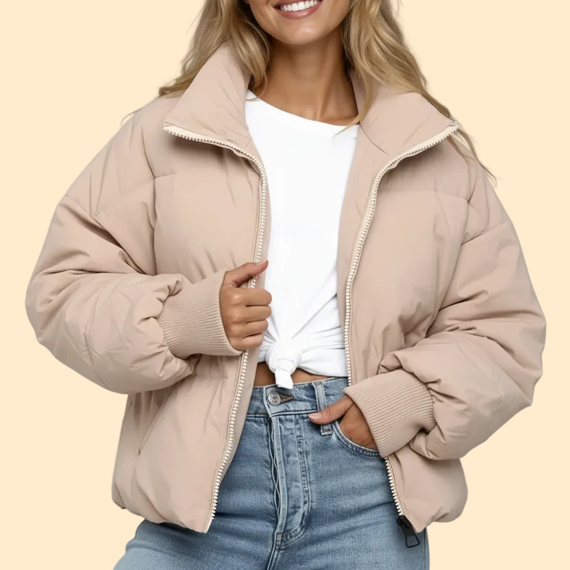 Women's Quilted Puffer Jacket with Zip