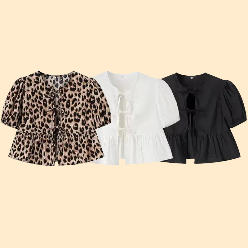 Pofmouwen Top met Strikdetail voor Dames