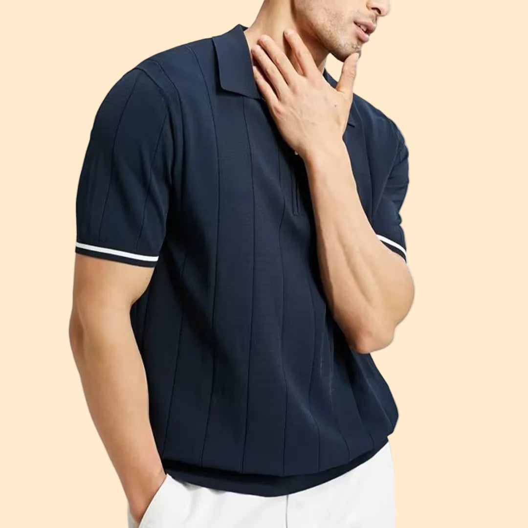 Classic Textured Striped Polo
