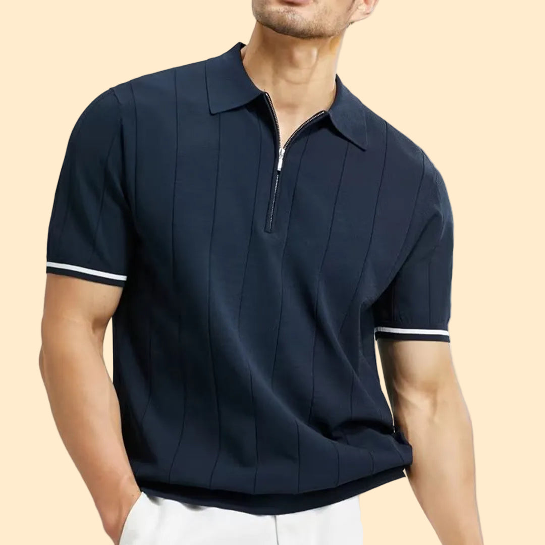 Classic Textured Striped Polo