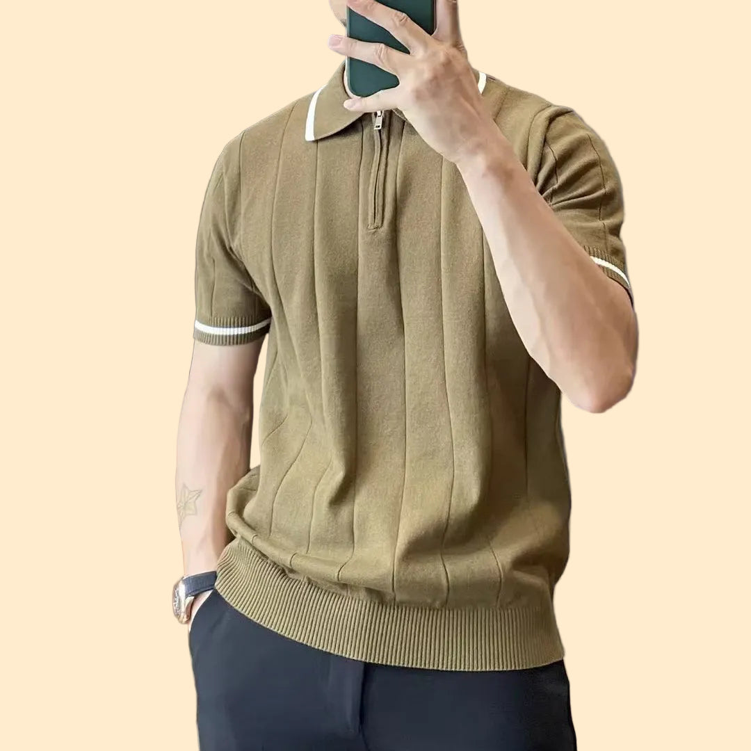 Classic Textured Striped Polo