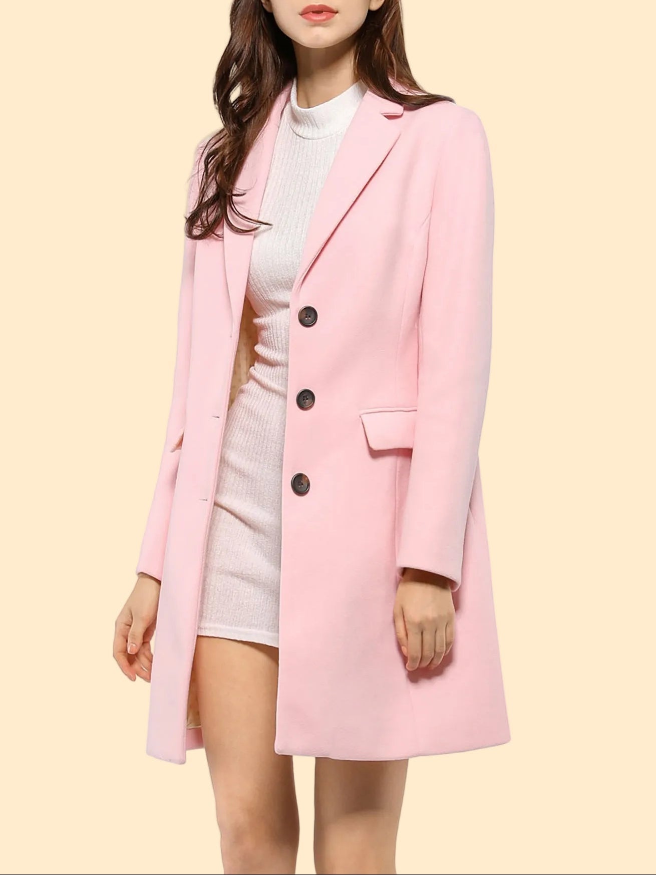 Chique Dames Mantel Jas met Reverskraag en Knopen