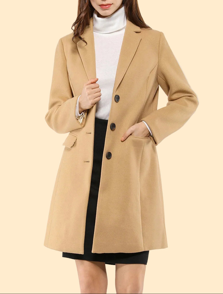 Chique Dames Mantel Jas met Reverskraag en Knopen