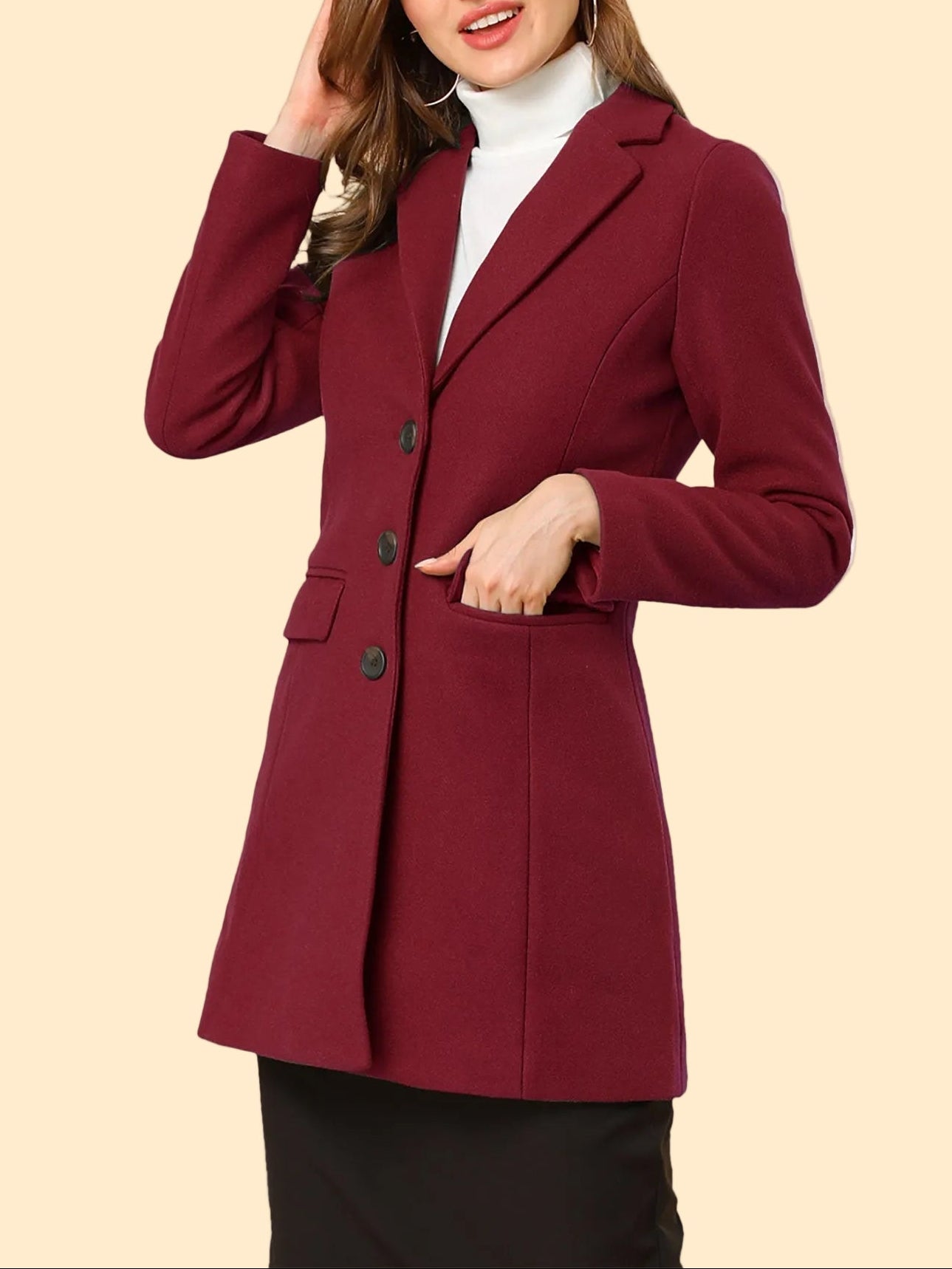 Chique Dames Mantel Jas met Reverskraag en Knopen