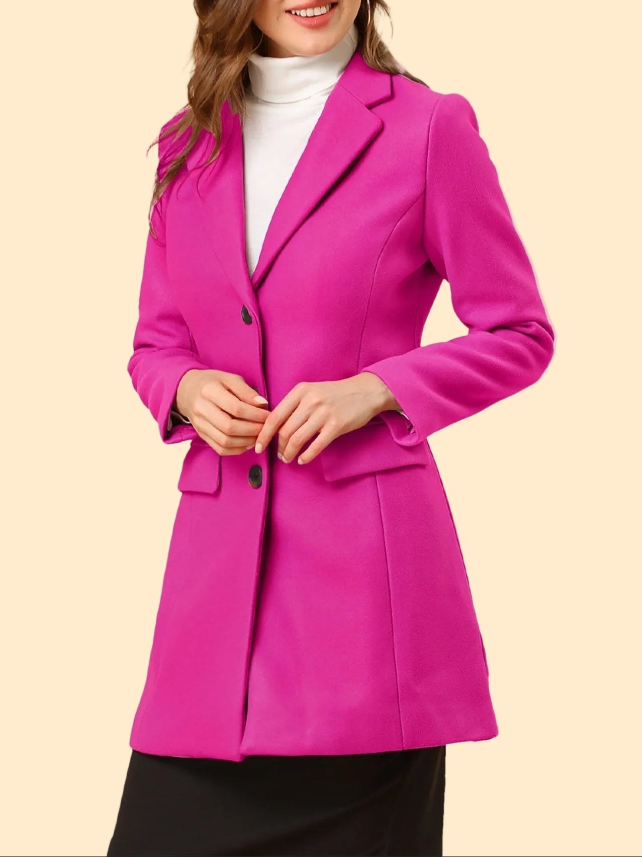 Chique Dames Mantel Jas met Reverskraag en Knopen