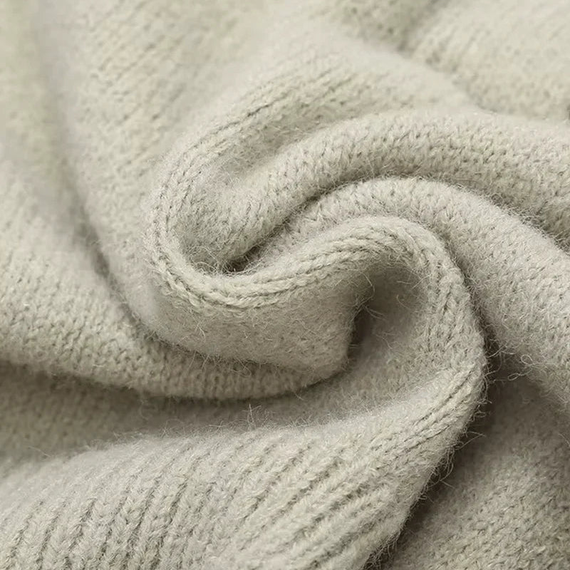 Knitted Sweater with Wide Collar