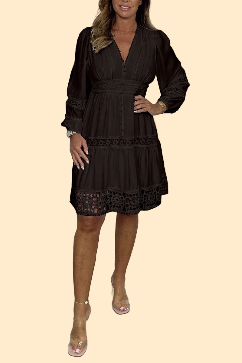 Comfortable Lace Dress with V-Neck