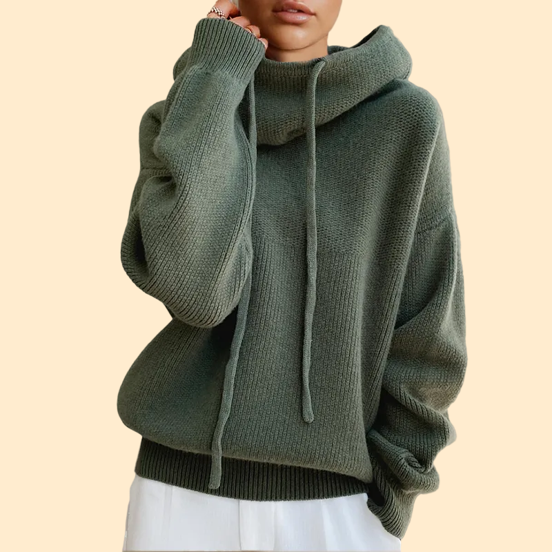 Knitted Oversized Hoodie with Hood