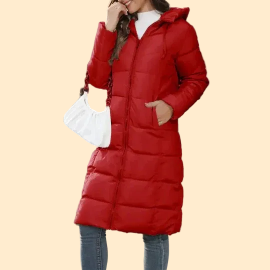 Women's Long Puffer Jacket with Hood