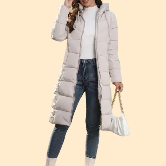 Women's Long Puffer Jacket with Hood