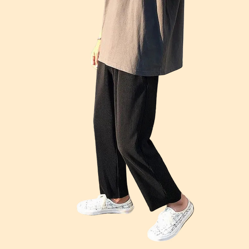 Ribbed Pleated Trousers