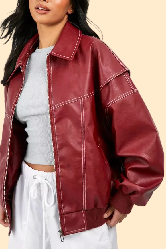 Trendy Oversized Leather Jacket