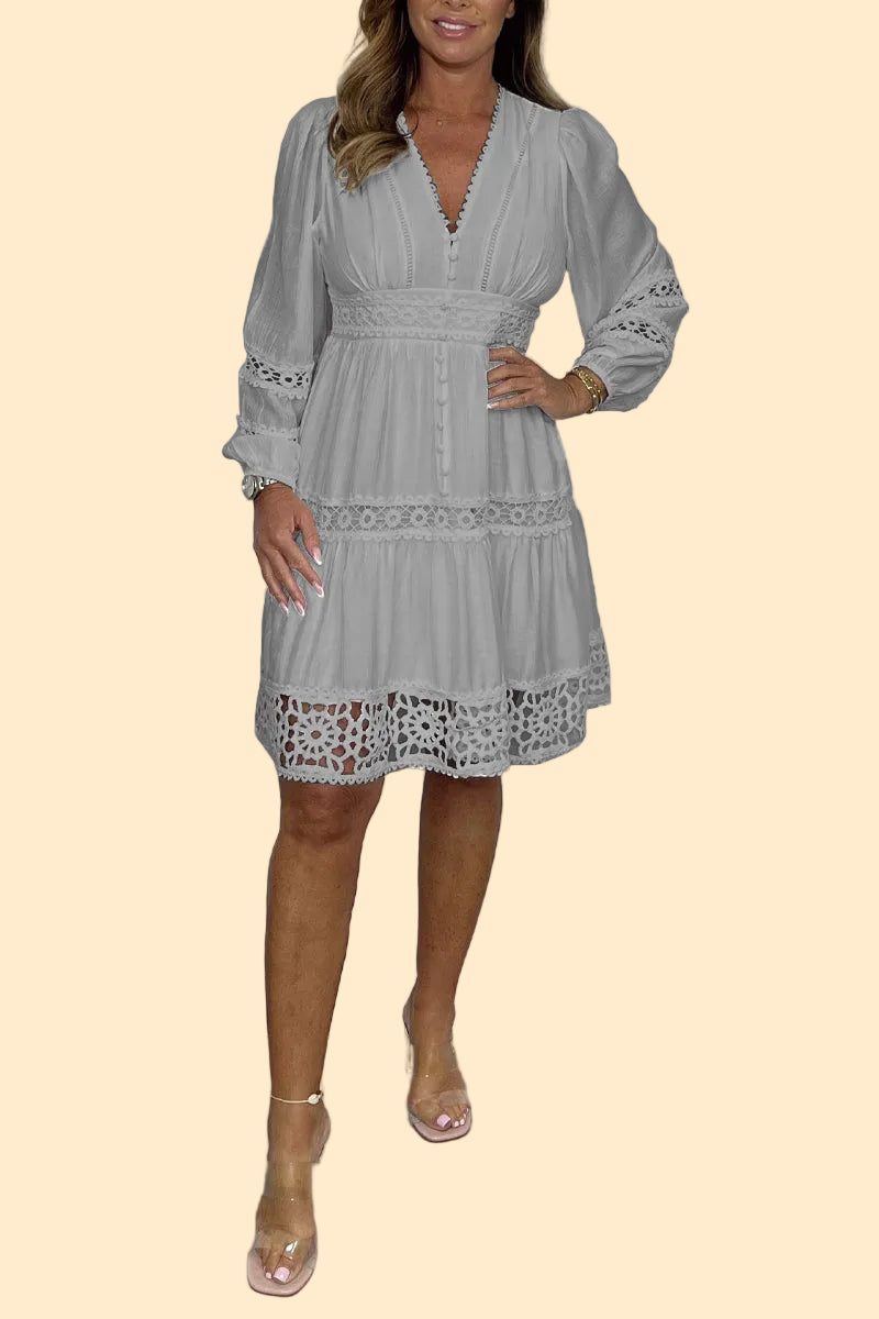 Comfortable Lace Dress with V-Neck