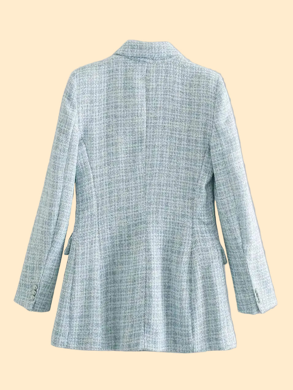 Klassieke Bouclé Blazer met Dubbele Rij Knopen