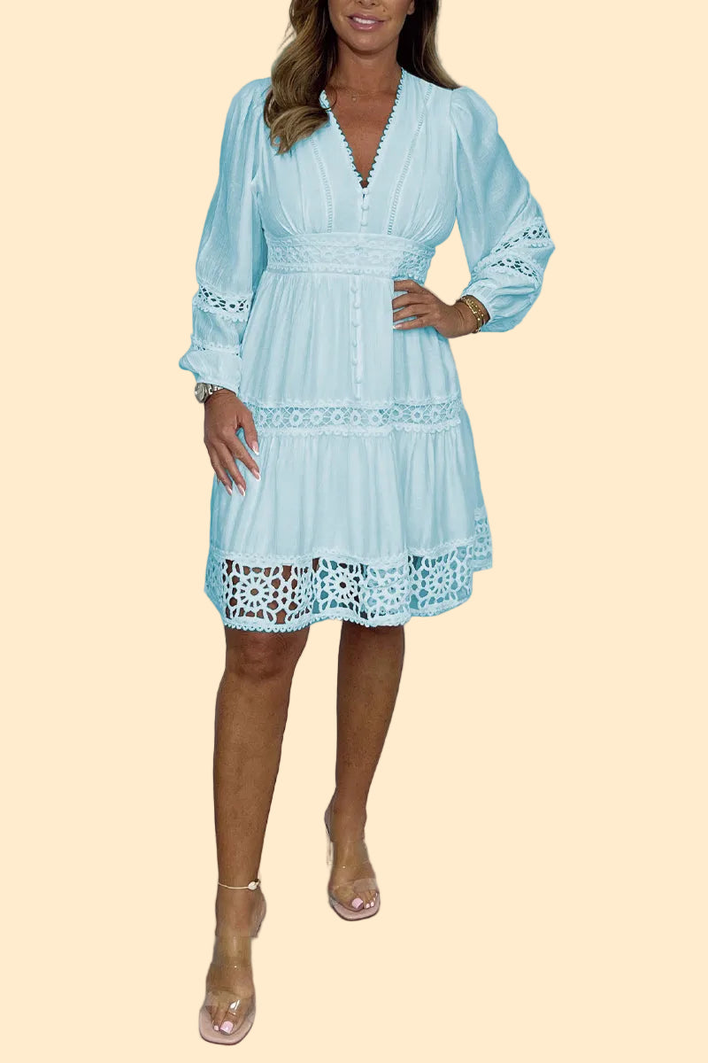 Comfortable Lace Dress with V-Neck