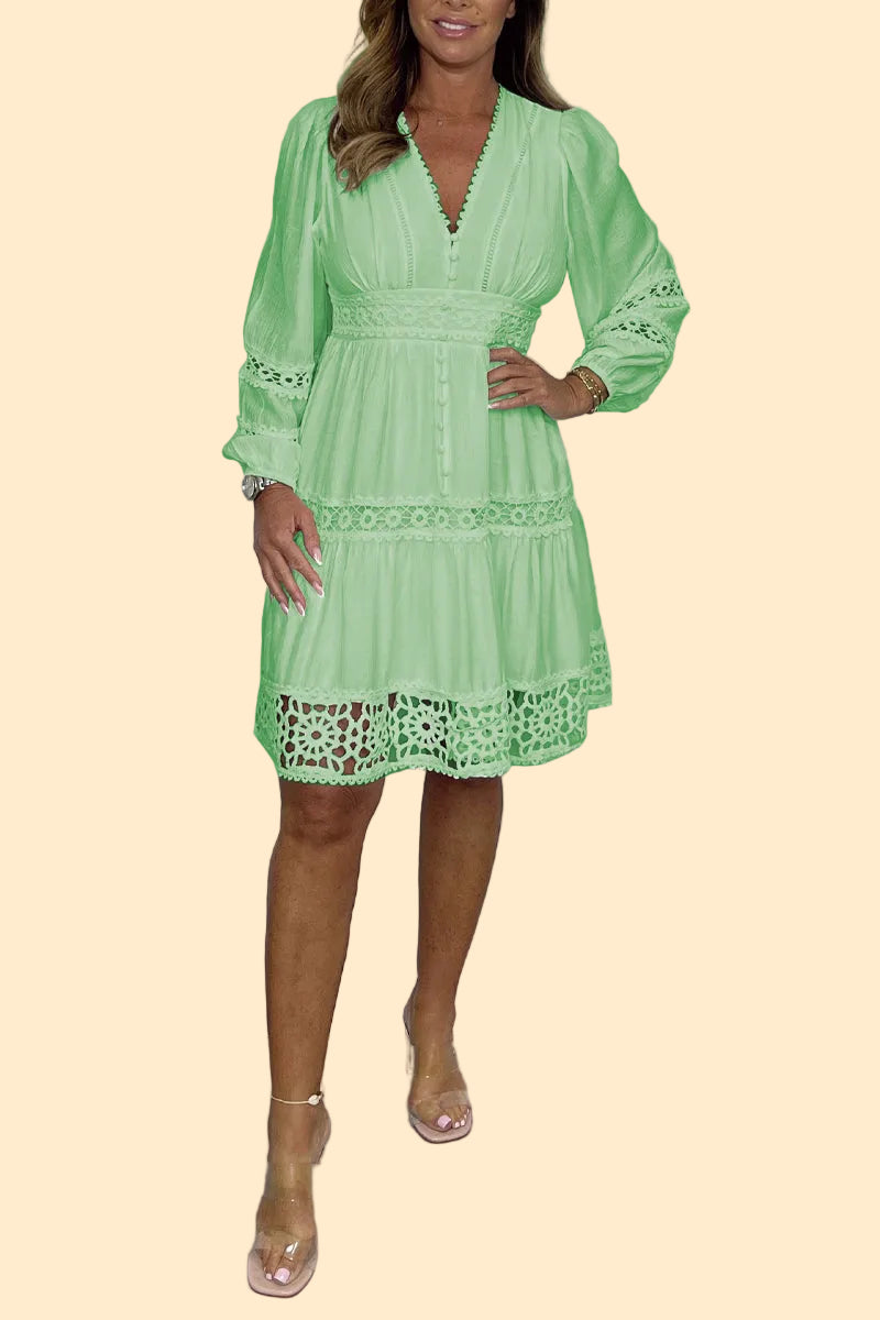 Comfortable Lace Dress with V-Neck