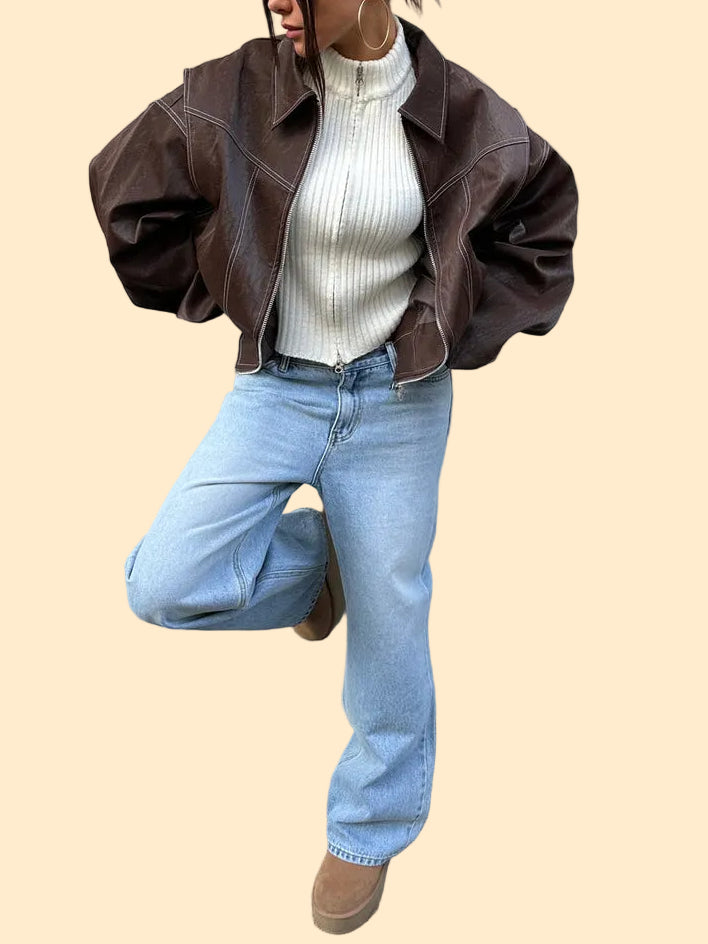 Trendy Oversized Leren Jas