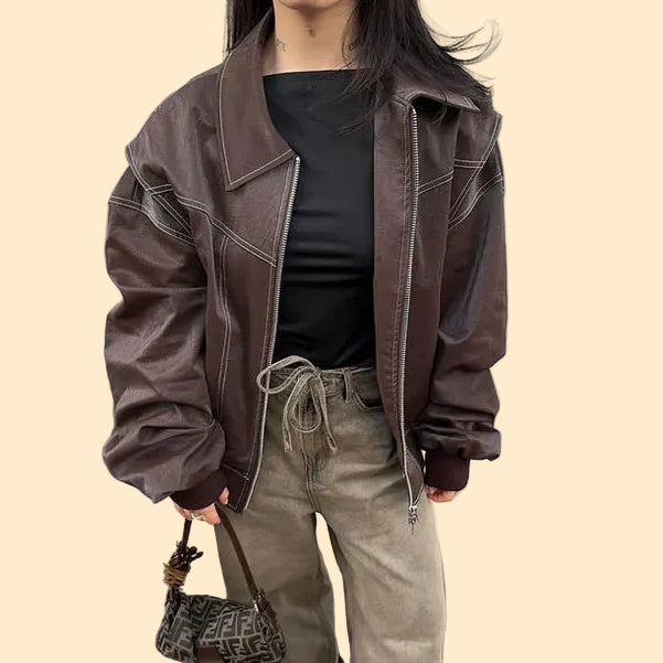 Trendy Oversized Leren Jas