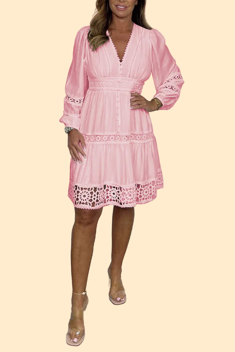 Comfortable Lace Dress with V-Neck