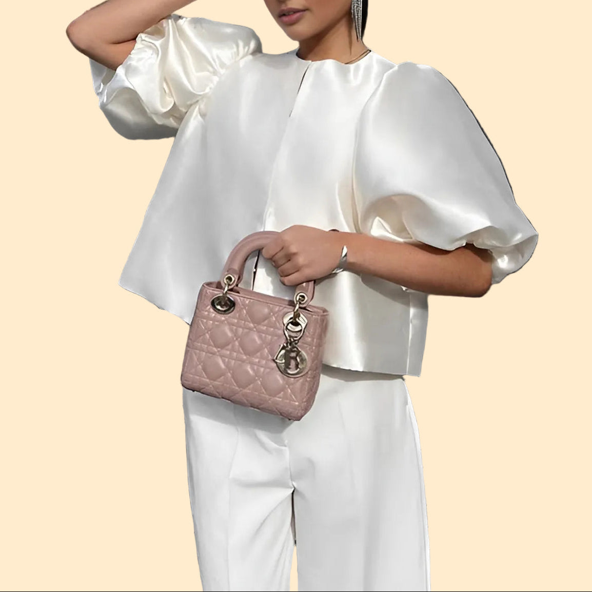 Satin Top with Puff Sleeves