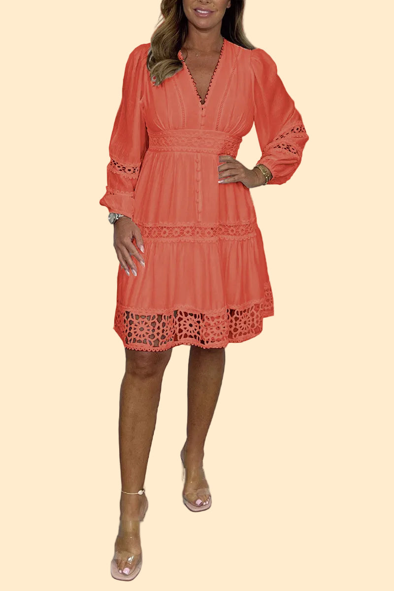 Comfortable Lace Dress with V-Neck